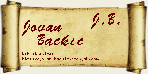Jovan Backić vizit kartica